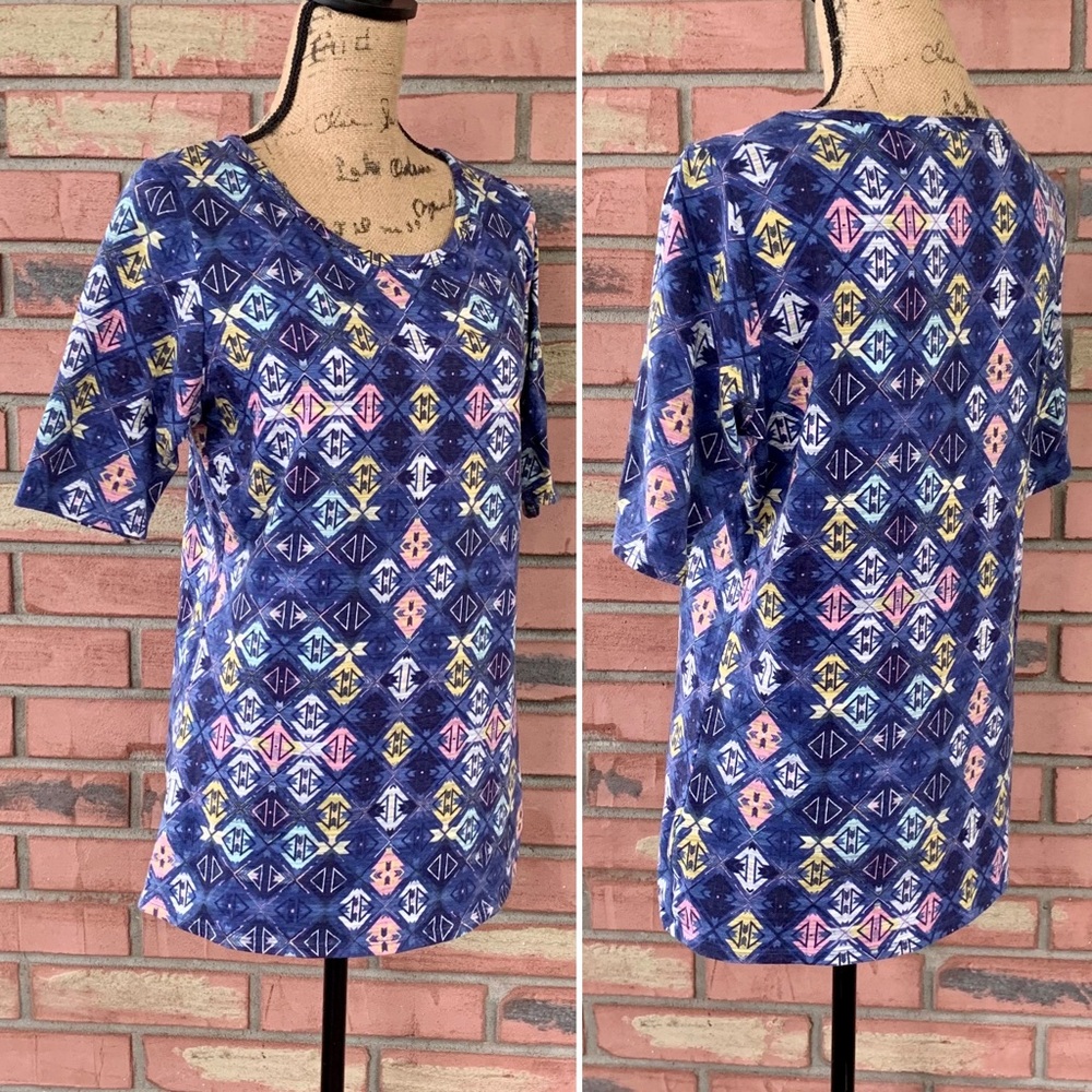 LuLaRoe Top Blue Abstract XL